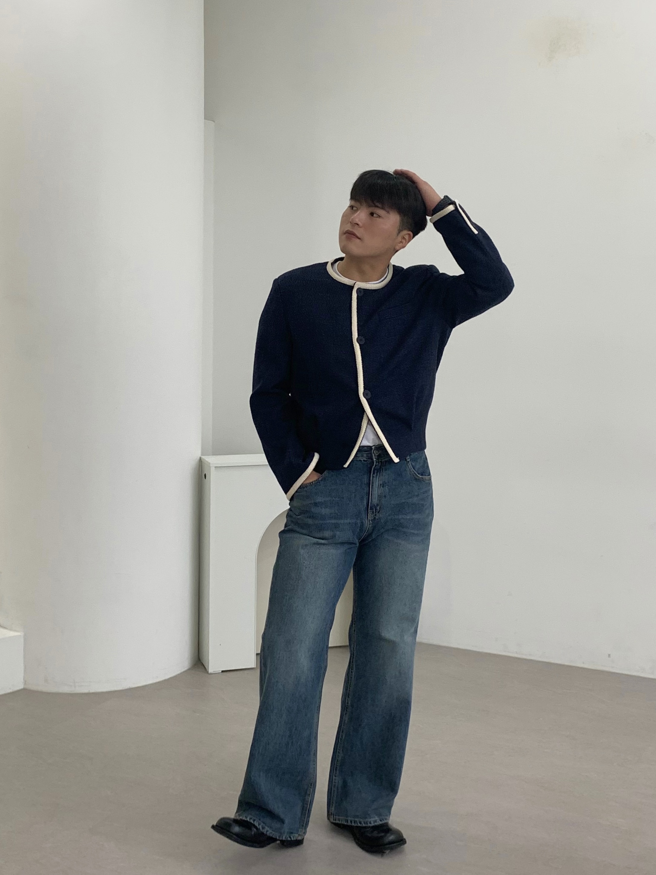 여성 트위드자켓 노카라 보이핏자켓 이미지 6