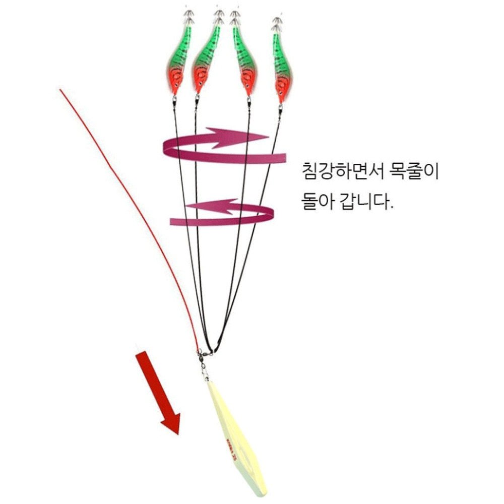 키우라 오모지그 주꾸미 갑오징어 고리 다운샷 낚시 야광 봉돌 추 싱커 30호, 3개입, 1개 - 상세 이미지 3