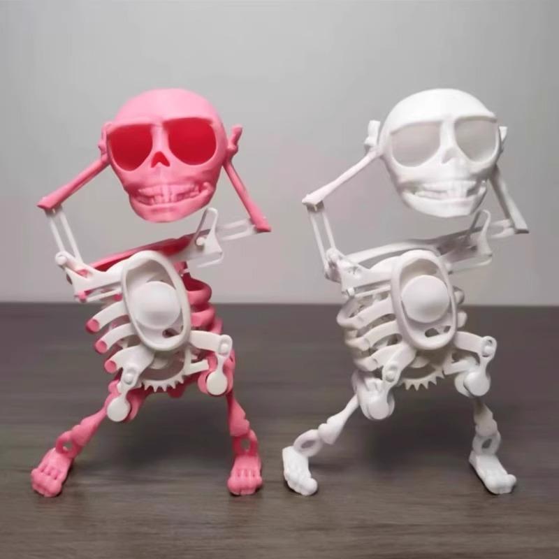 댄싱 춤추는 해골 3D 장난감 태엽 스켈레톤 스컬 댄스 핑크 - 상세 이미지 4