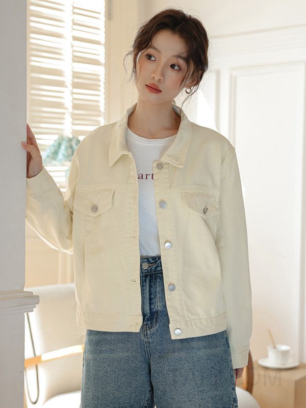 여성 슬림핏 데님 재킷 가을용 데일리 아우터 스타일리시한 크롭 디자인 청자켓 활용도 높은 캐주얼 룩으로 다양한 코디 가능 - 상세 이미지 4
