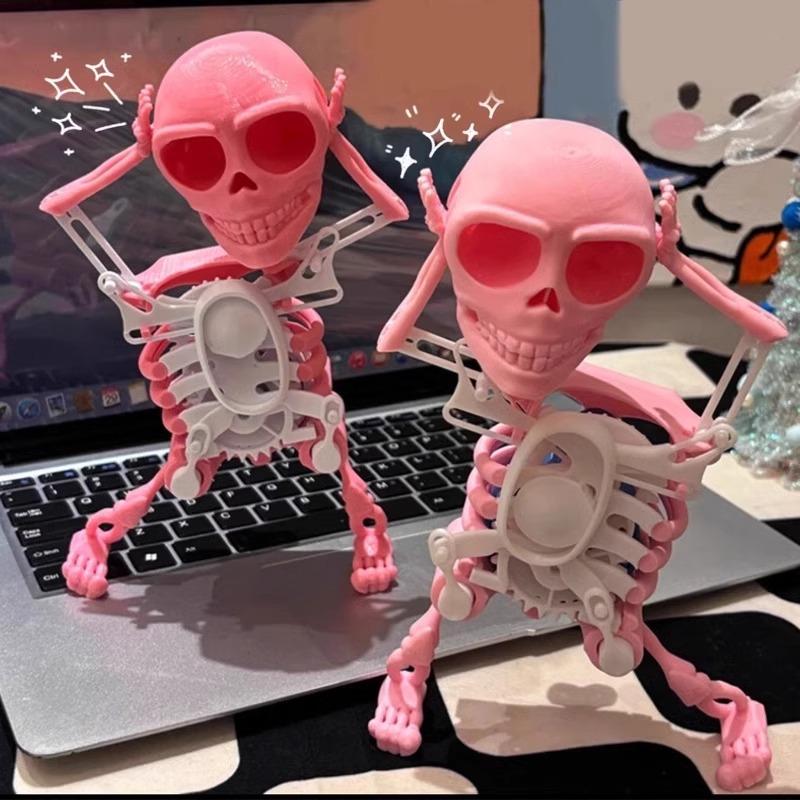 댄싱 춤추는 해골 3D 장난감 태엽 스켈레톤 스컬 댄스 핑크 - 상세 이미지 2