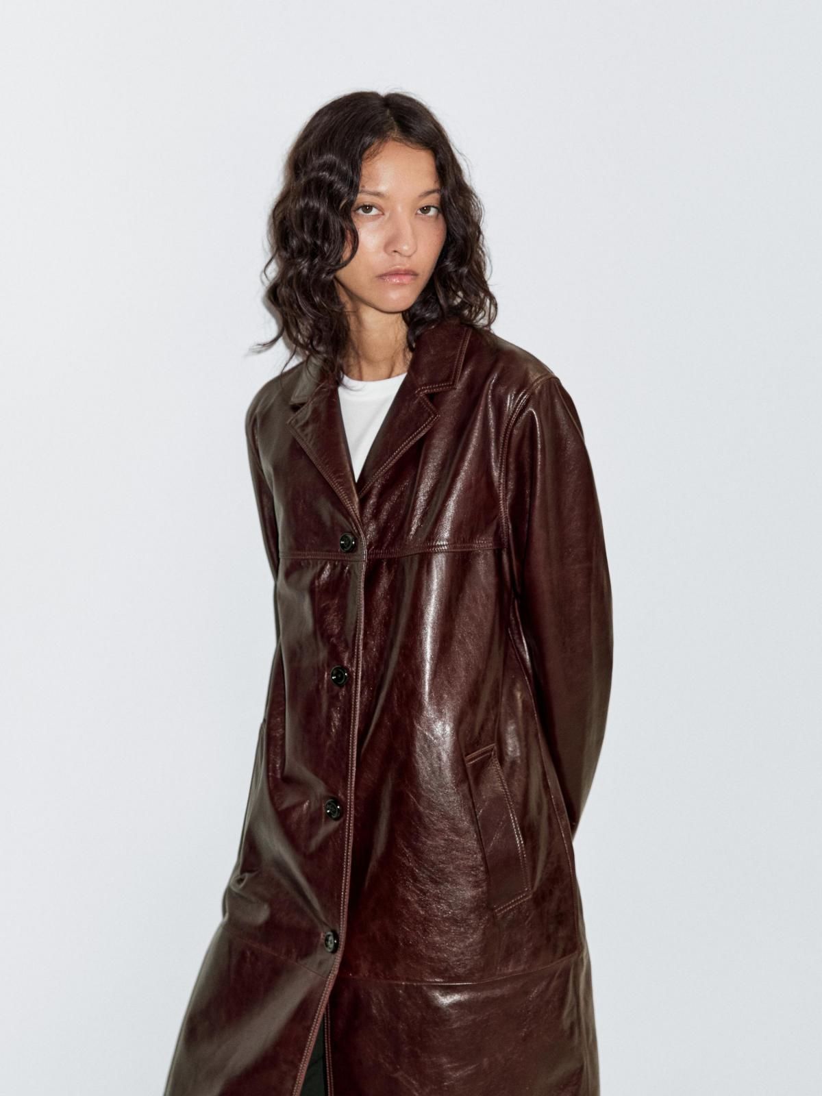 마시모두띠 프리미엄 내추럴 나파 레더 롱코트 4728/568 BURGUNDY - 상세 이미지 4