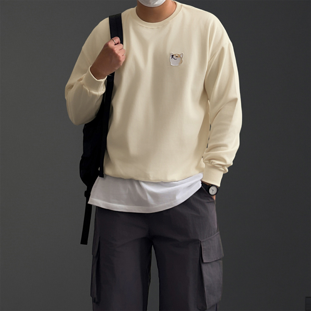 남자오버핏맨투맨 커플맨투맨 화이트 - 상세 이미지 4