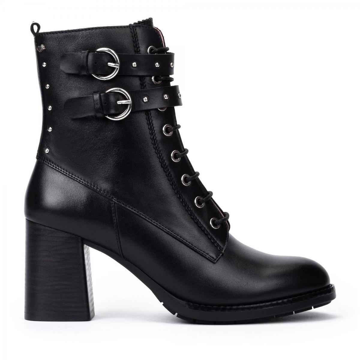 피콜리노스 프리미엄 레더 스터드 버클 앵클부츠 PALENCIA W9U-8539 BLACK - 상품 이미지