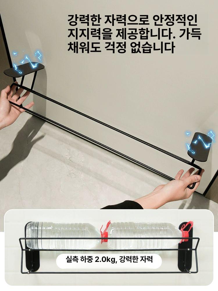 신발 걸이 마그네틱 슬리퍼꽂이 정리 선반 현관문 출입문 초강력 정리대 실내화 틈새 블랙 일체형 - 상세 이미지 4