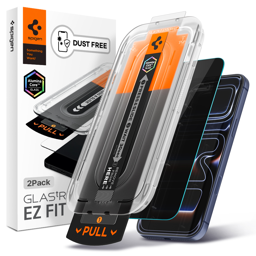 먼지없는  강화유리 액정 보호 필름 글라스tR 이지핏 프라이버시 아이폰17 프로, 2매입