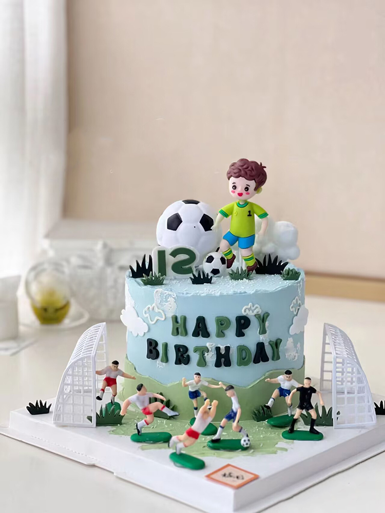 축구공장식 케이크 축구선수 농구 축구공케익 테마 토핑 데코픽 축하 사커 장식소품 부드러운 고무 3D 축구공 2개 - 상세 이미지 5