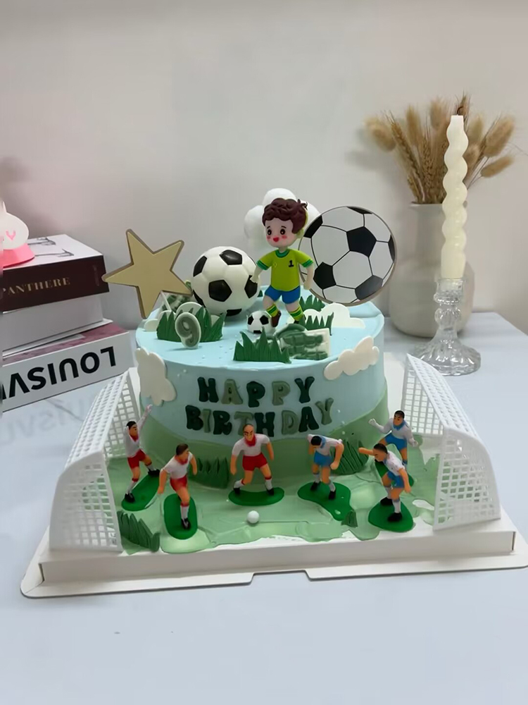 축구공장식 케이크 축구선수 농구 축구공케익 테마 토핑 데코픽 축하 사커 장식소품 부드러운 고무 3D 축구공 2개 - 상세 이미지 4