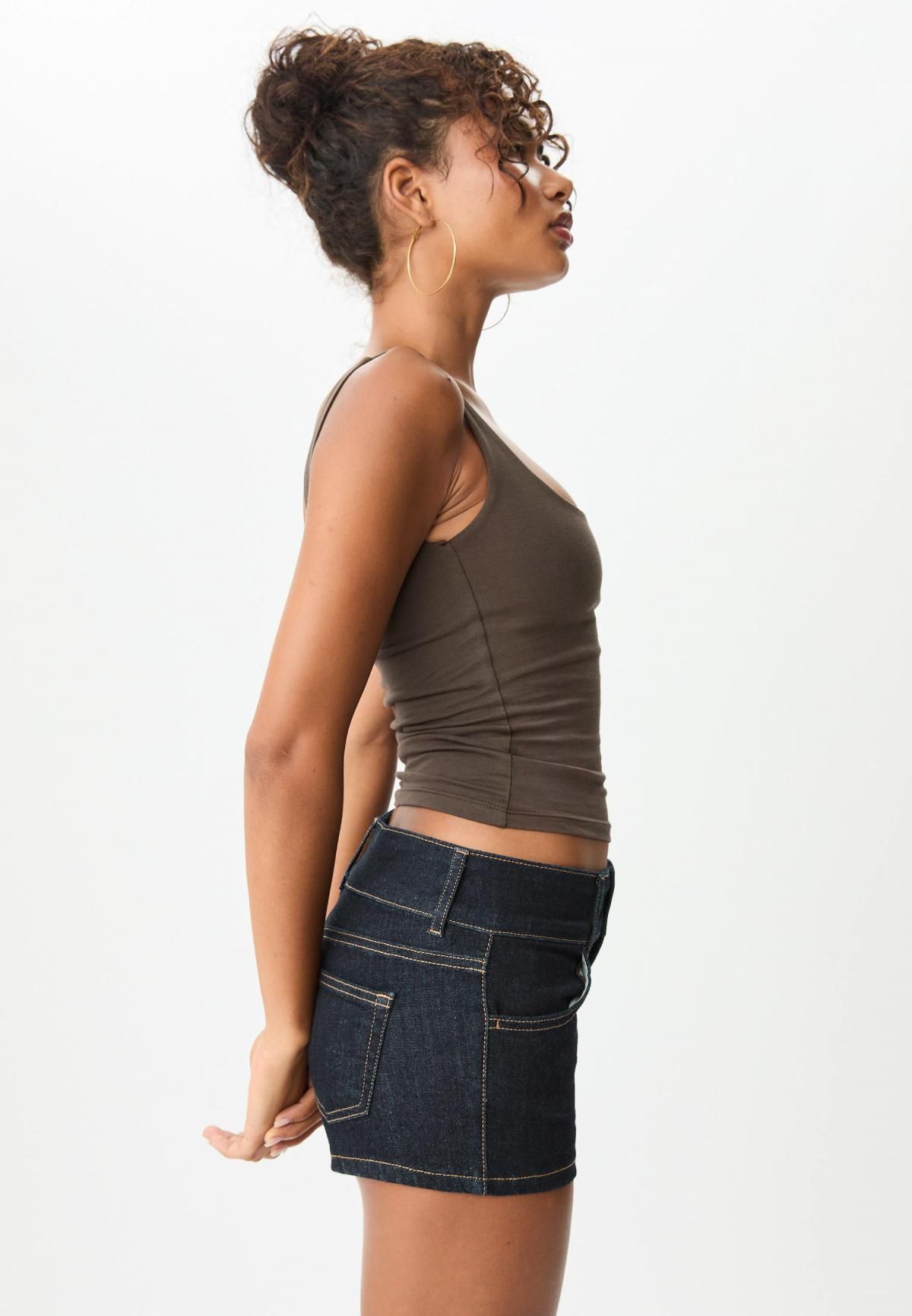 스트라디바리우스 트렌디 흑청 로우웨이스트 데님 미니 숏팬츠 8428/106 RINSE BLUE DENIM - 상세 이미지 4