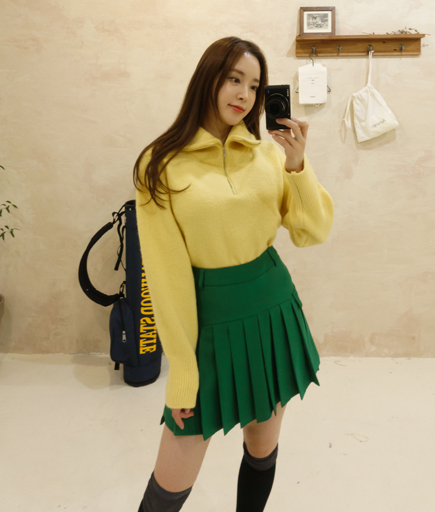 하이넥 반집업 아노락 맨투맨 겨울가을 여성 골프니트 이미지 2