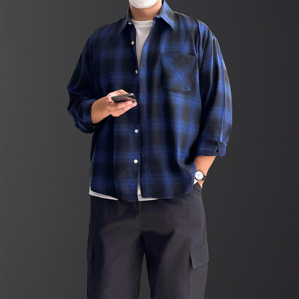 남자체크남방 남자오버핏셔츠 - 상세 이미지 5