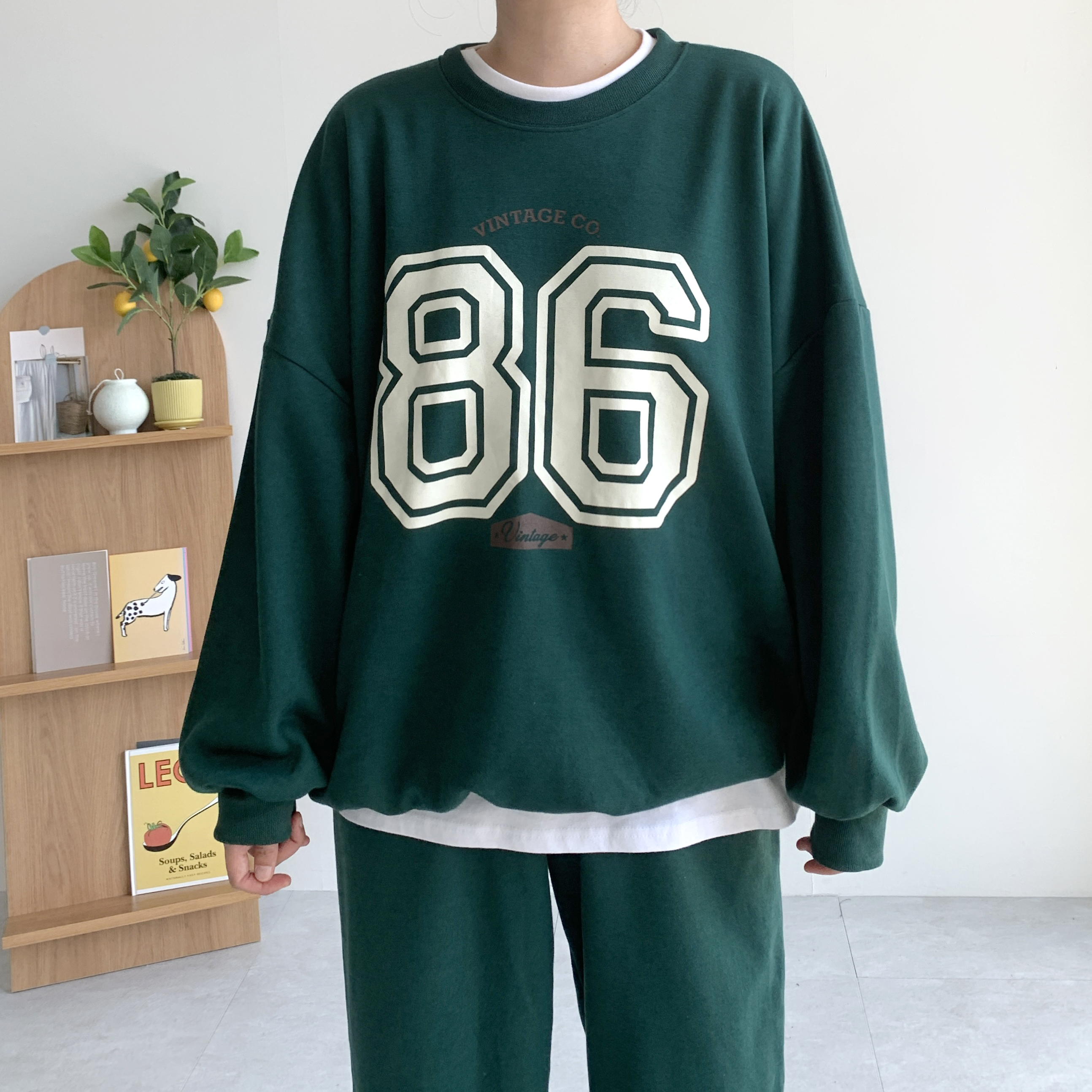 86 빅사이즈운동복 엄마등원룩 여성트레이닝세트 - 상세 이미지 2