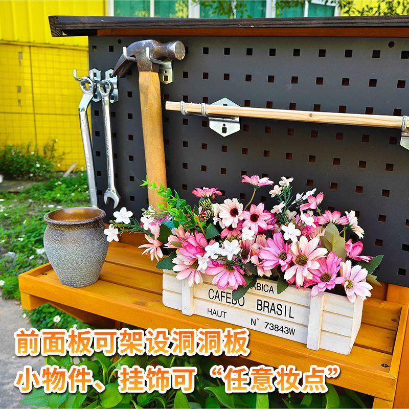 조립식 창고 간이 정리함 텃밭 야외수납장 보관함 소형 외부창고 로우 캐비닛 60x120 라떼색 이미지 6