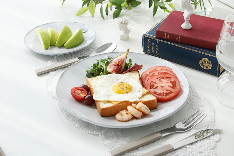 마루신 콜라주 원접시L 한식 양식 브런치 메인요리 원형 플레이트 일본 도자기 - 상세 이미지 3