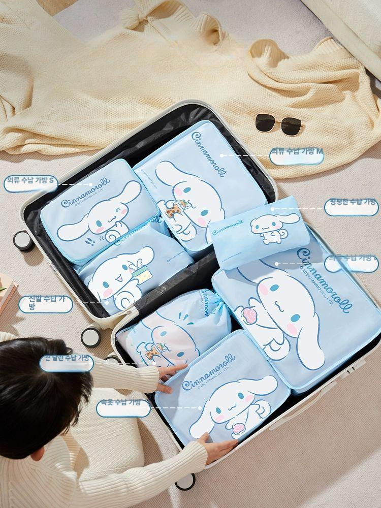 산리오 여행용 수납 가방 파우치 시나모롤 마이멜로디 짐 보관 의류 속옷 포장 정리 세트 - 상세 이미지 2