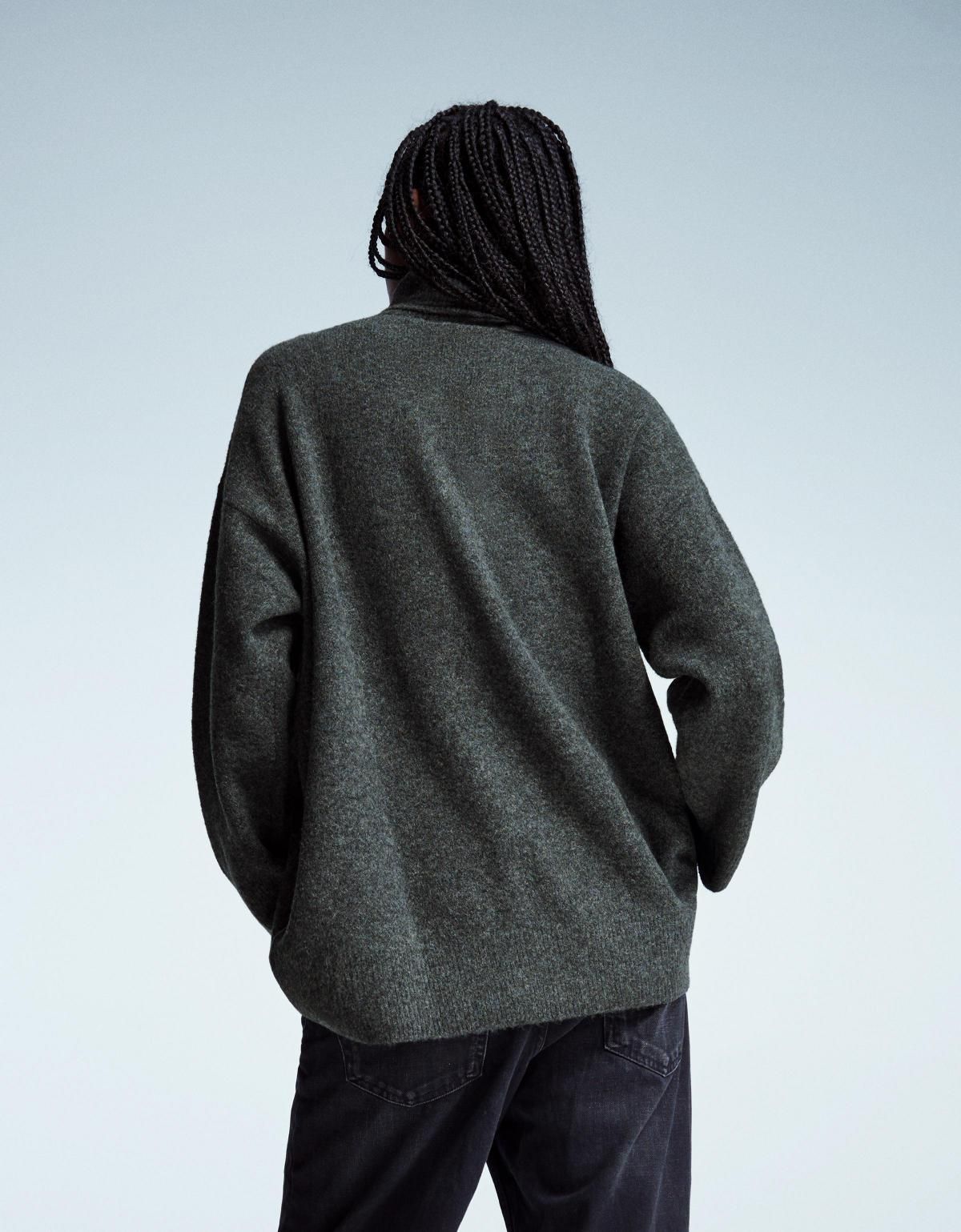 버쉬카 오버핏 하이넥 니트 터틀넥 스웨터 7157/376 DARK GREY - 상세 이미지 3