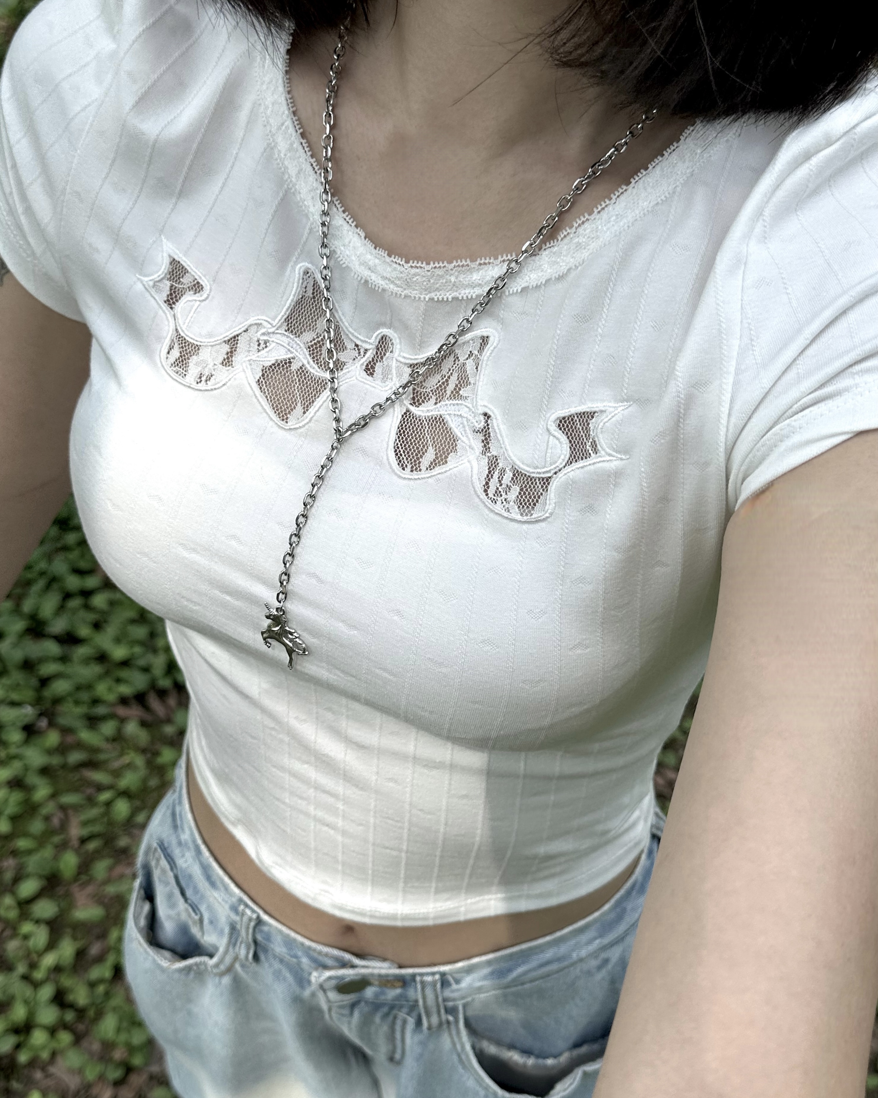 이유진 써지컬 유니드롭 롱 유니콘 목걸이 - 상세 이미지 4