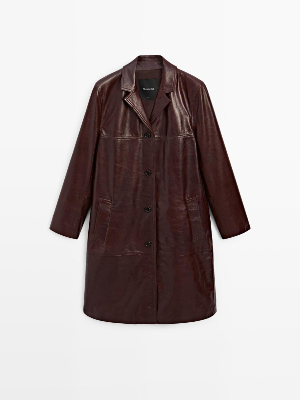 마시모두띠 프리미엄 내추럴 나파 레더 롱코트 4728/568 BURGUNDY - 상품 이미지
