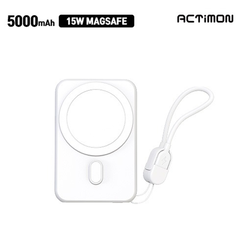 컬러 각인 인쇄 스마트폰 아이폰 화이트 맥세이프 CtoC 무선충전 보조배터리 5000mAh - 상세 이미지 3