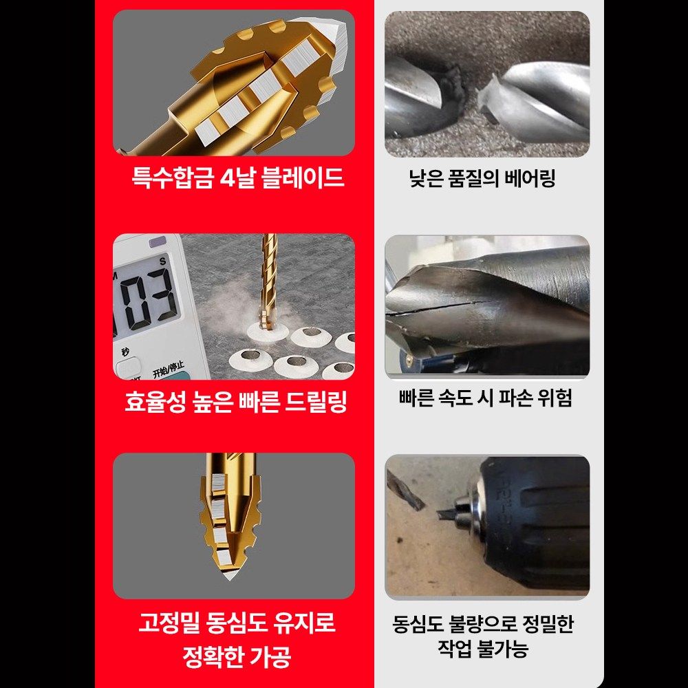 공구빨 초경합금 4중날 만능 파워 임팩 드릴 비트 이미지 6