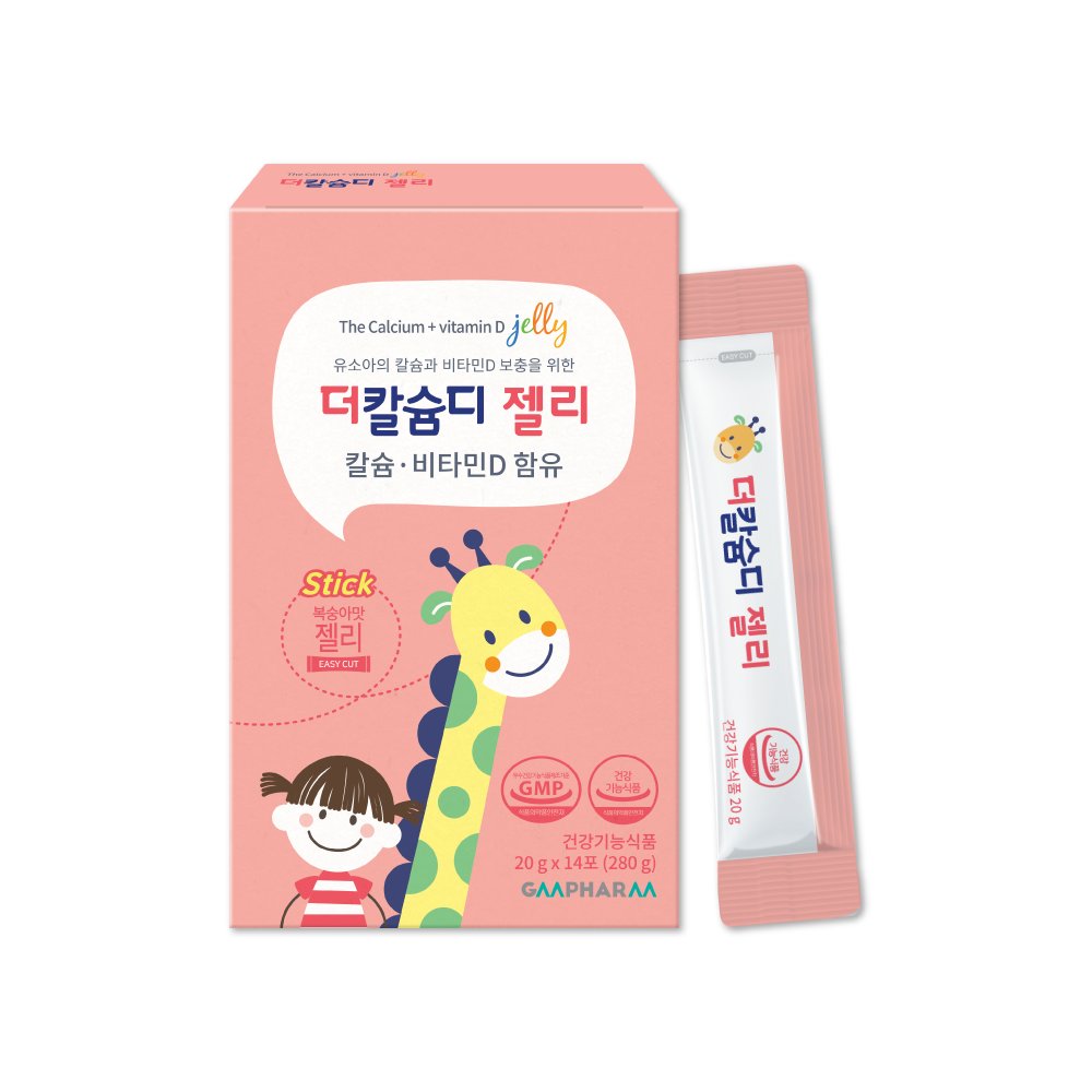 지엠팜 더칼슘디 젤리 어린이 칼슘 비타민D 키즈 아기 유아 칼슘제 14포, 1개