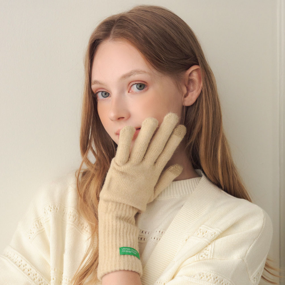 베네통 소프트 컬러 니트 장갑