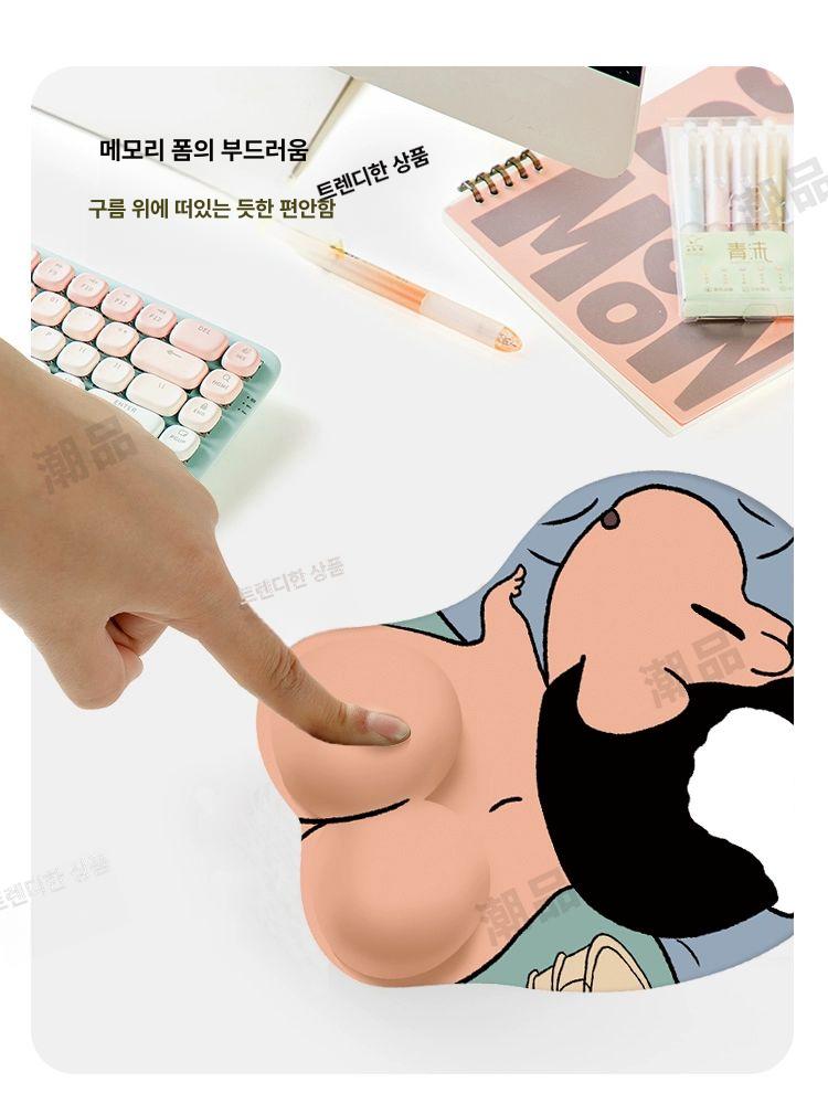 짱구 마우스 패드 키보드 손목 미끄럼방지 두꺼워진 손목패드 손받침 사무실 - 상세 이미지 4