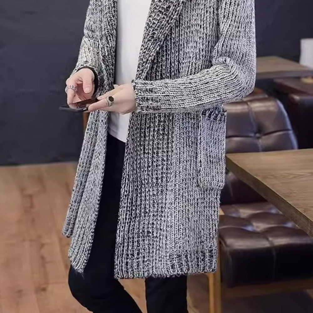 남자 롱 가디건 후드 겨울 오버핏 브이넥 롱가디건 오픈 카디건 얇은 루즈핏 포켓 봄 코트 카키 M(95-110캐티) - 상세 이미지 2