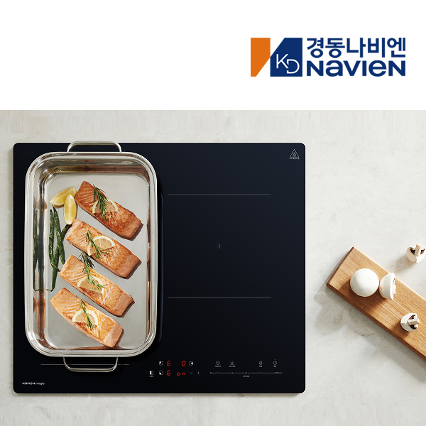 경동 나비엔매직 3구 인덕션 플렉스존 전기레인지 단독 3400W 빌트인, 블랙 ERI3403