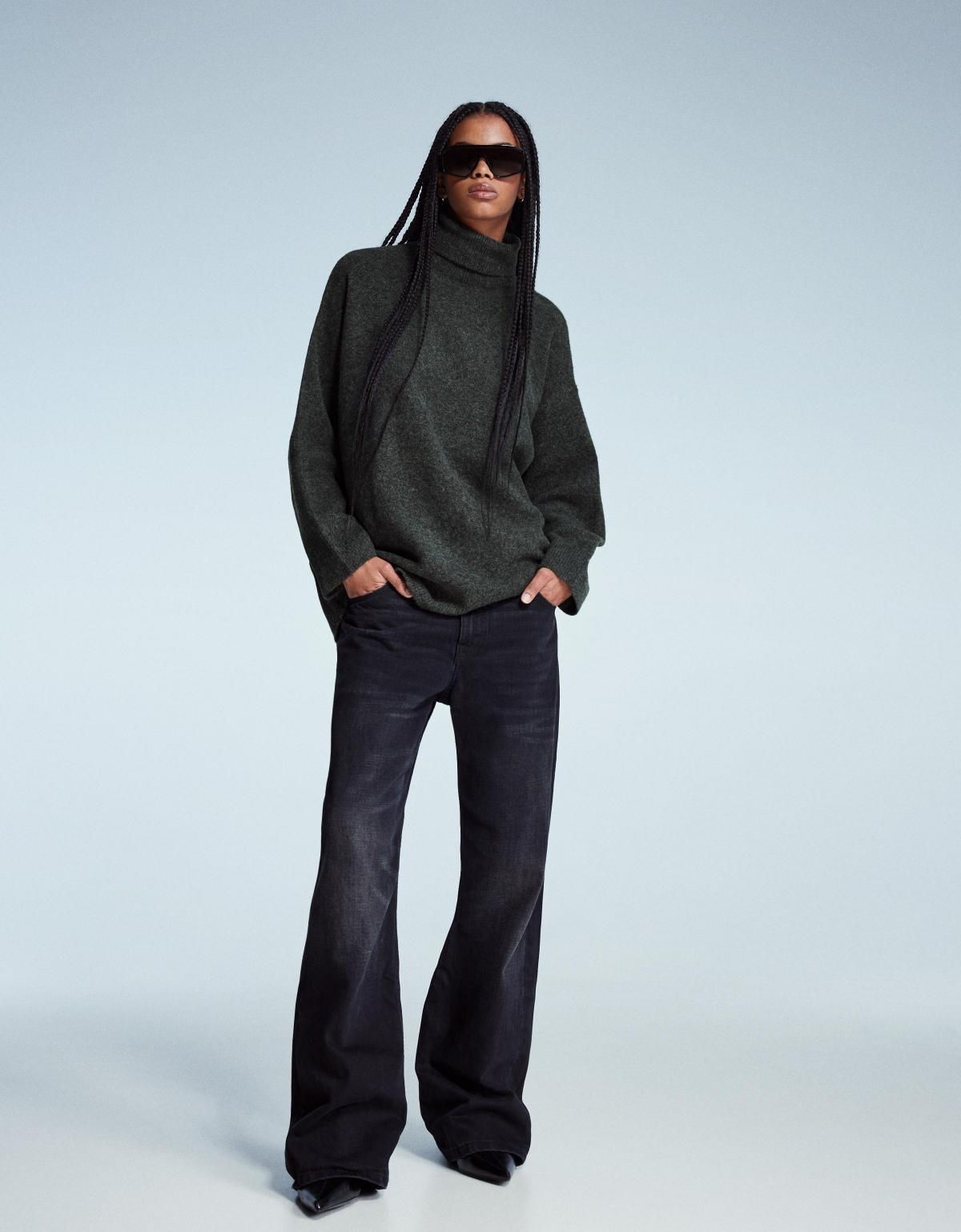 버쉬카 오버핏 하이넥 니트 터틀넥 스웨터 7157/376 DARK GREY - 상세 이미지 2