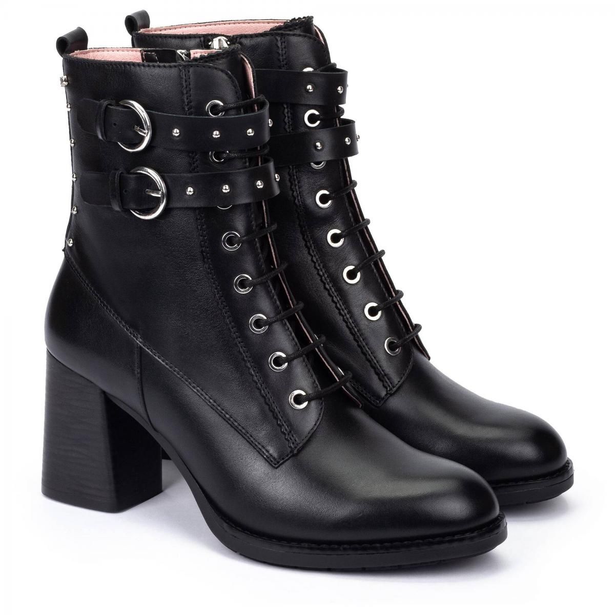 피콜리노스 프리미엄 레더 스터드 버클 앵클부츠 PALENCIA W9U-8539 BLACK - 상세 이미지 2