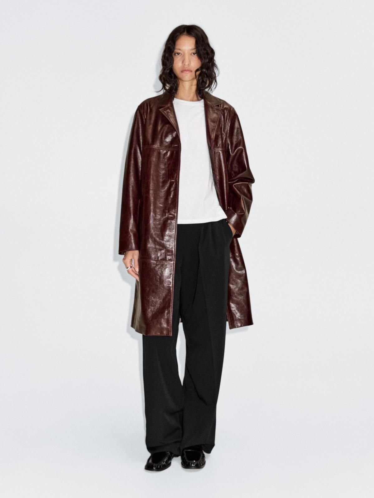 마시모두띠 프리미엄 내추럴 나파 레더 롱코트 4728/568 BURGUNDY - 상세 이미지 2