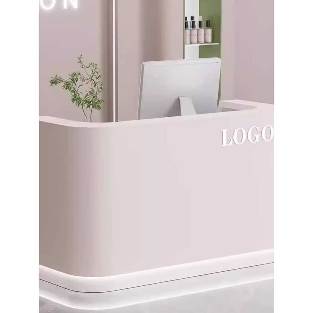 안내데스크 뷰티샵 전용 고객 응대 인테리어 가구 80x50cm 화이트+골드 스틸 - 상세 이미지 3