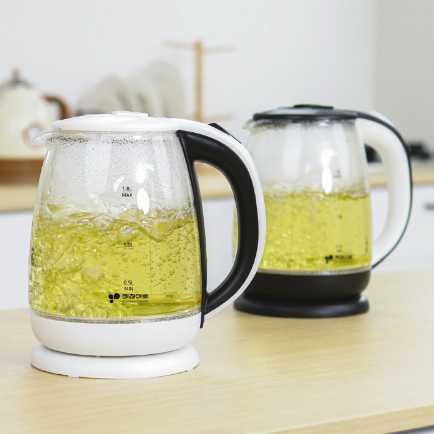 무선 유리포트 글라스 전기주전자 가정용 커피포트 1.8L
