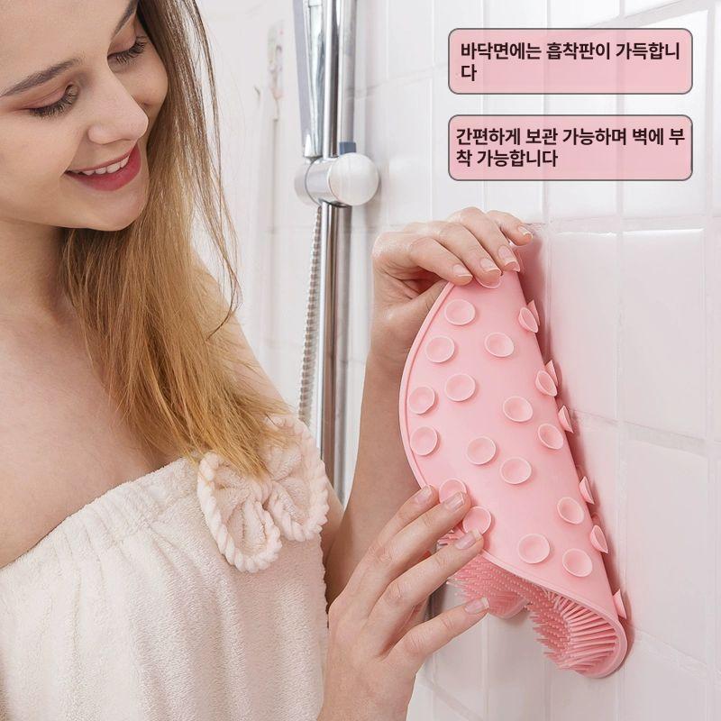 등밀이 등씻기 등샤워 스크럽 브러시 돌기 닦기 타월 등닦기 씻기 바디브러쉬 각질제거 샤워 대형-핑크레드 친환경 TPR 소재 - 상세 이미지 4
