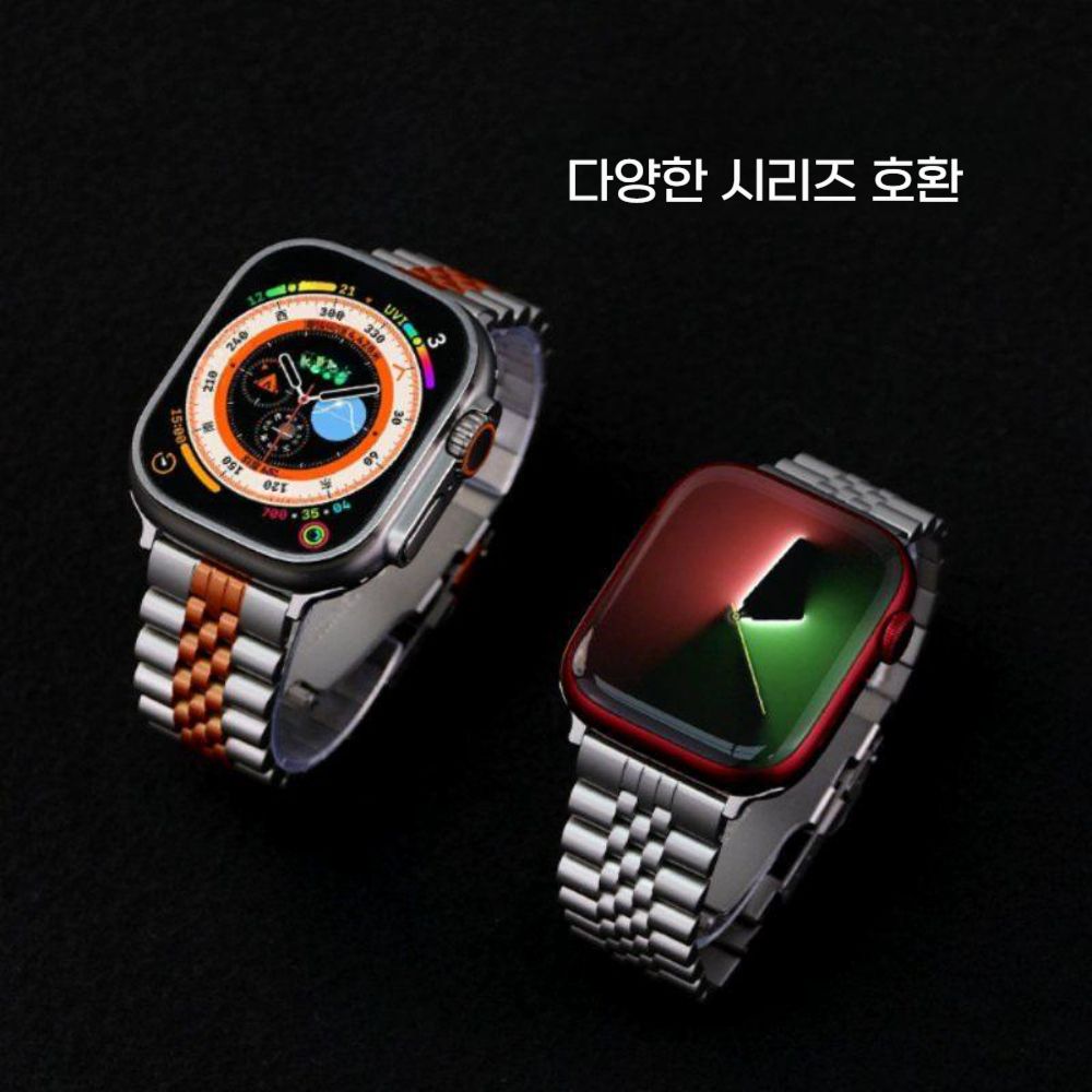 애플워치11 울트라3 SE3 스트랩 메탈 5비드 스테인리스 스틸 밴드 - 상세 이미지 5