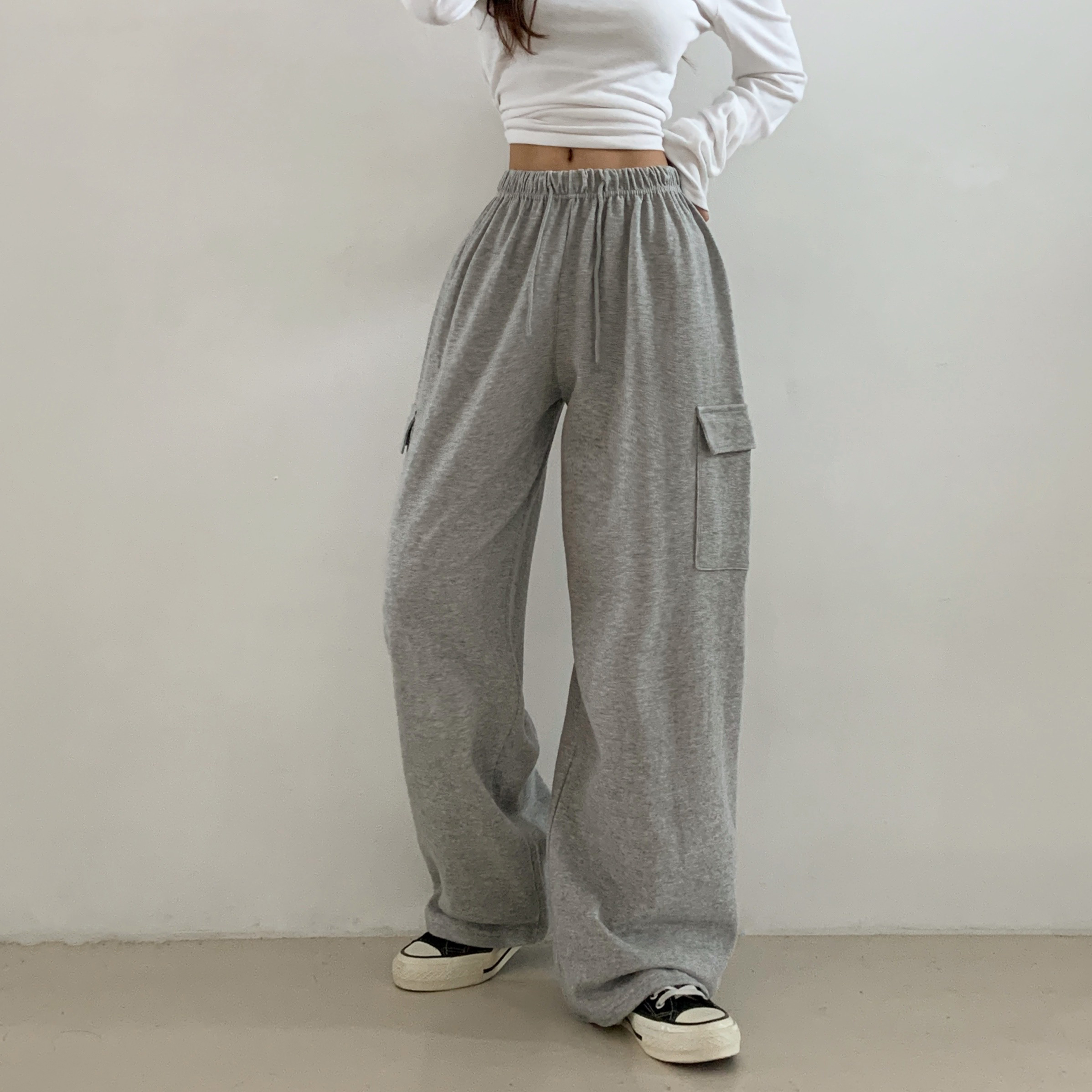 12컬러 밑단선택 조거 와이드 밴딩팬츠 카고바지 스웨트팬츠 트레이닝 추리닝 - 상세 이미지 4