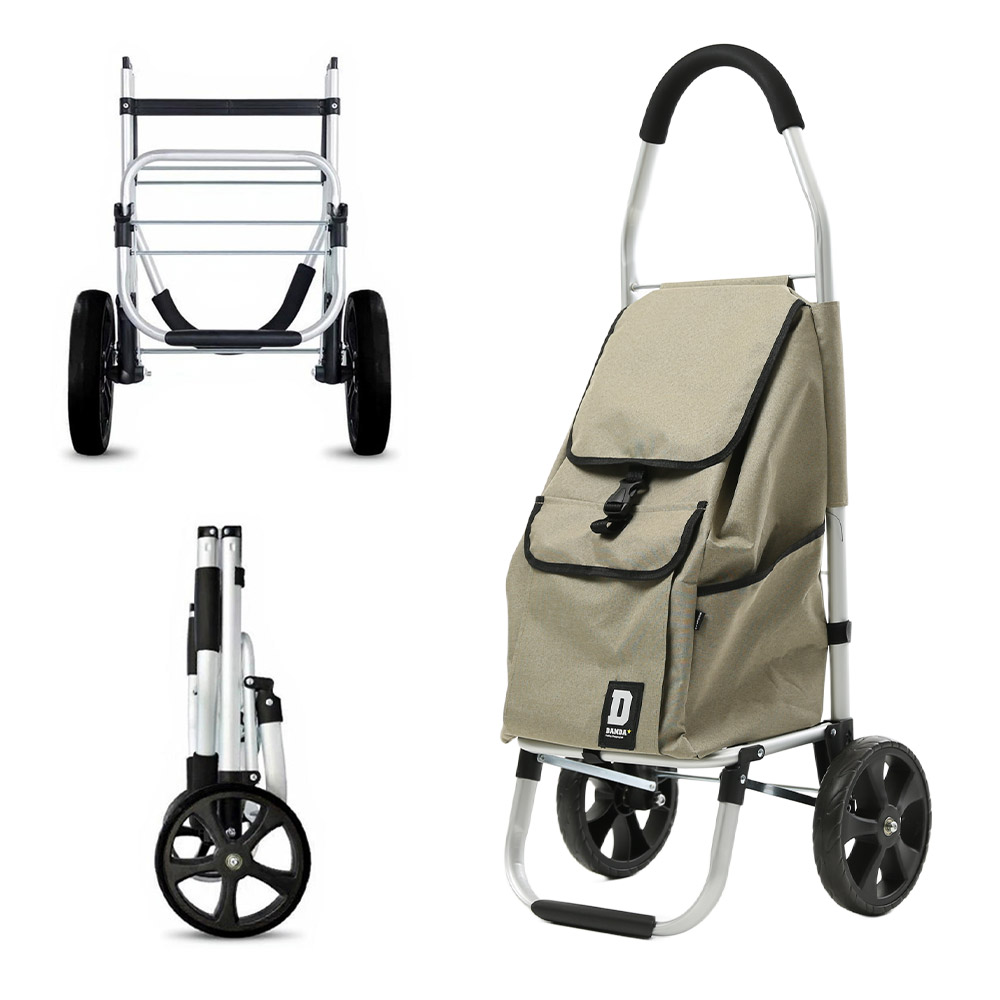 담다 시장바구니캐리어 장바구니 접이식손수레 바퀴달린 마트 쇼핑카트 대형, 베이지(포켓형)
