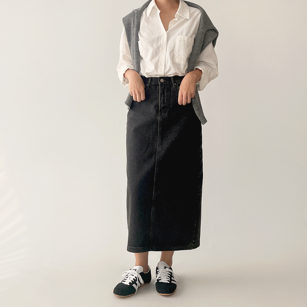 데님롱스커트 청치마 h라인롱스커트 이미지 8