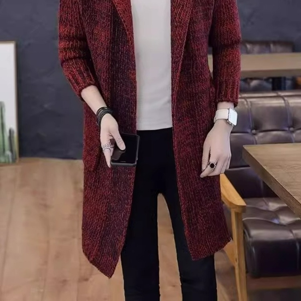 남자 롱 가디건 후드 겨울 오버핏 브이넥 롱가디건 오픈 카디건 얇은 루즈핏 포켓 봄 코트 카키 M(95-110캐티) - 상세 이미지 5