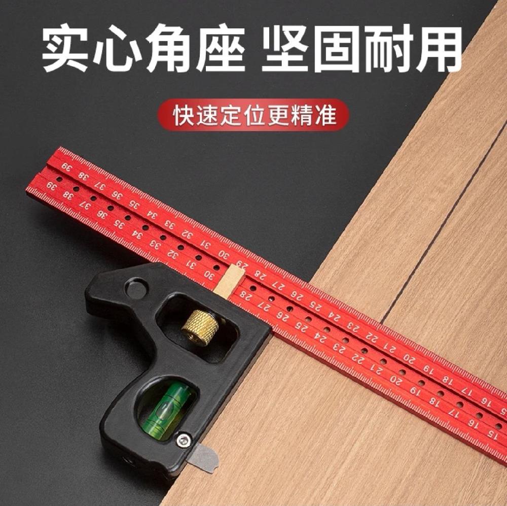 목공 T자 구멍 정밀 마킹자 목공소 눈금자 직각 우드래픽 30cm 다기능 콤비네이션 통치자 - 상세 이미지 4