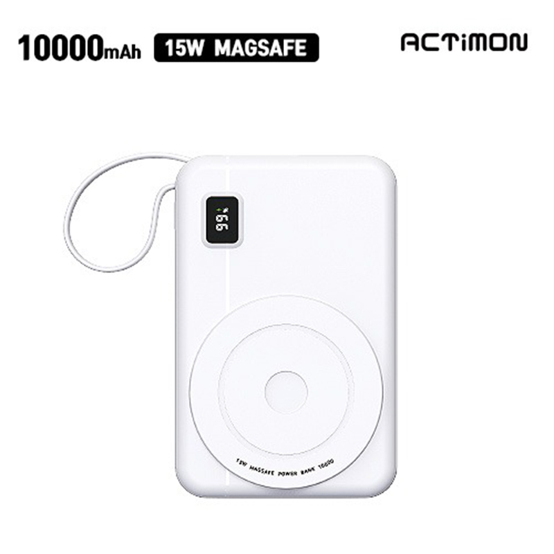 컬러 각인 인쇄 스마트폰 아이폰 화이트 맥세이프 15W 무선충전 보조배터리 10000mAh - 상세 이미지 4