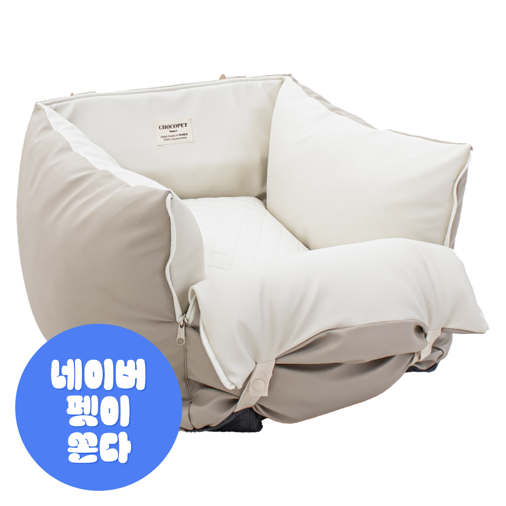 초코펫하우스 강아지 카시트 애견 차량용 소형 중형 대형 로얄 사각 카시트 베이지, 싱글