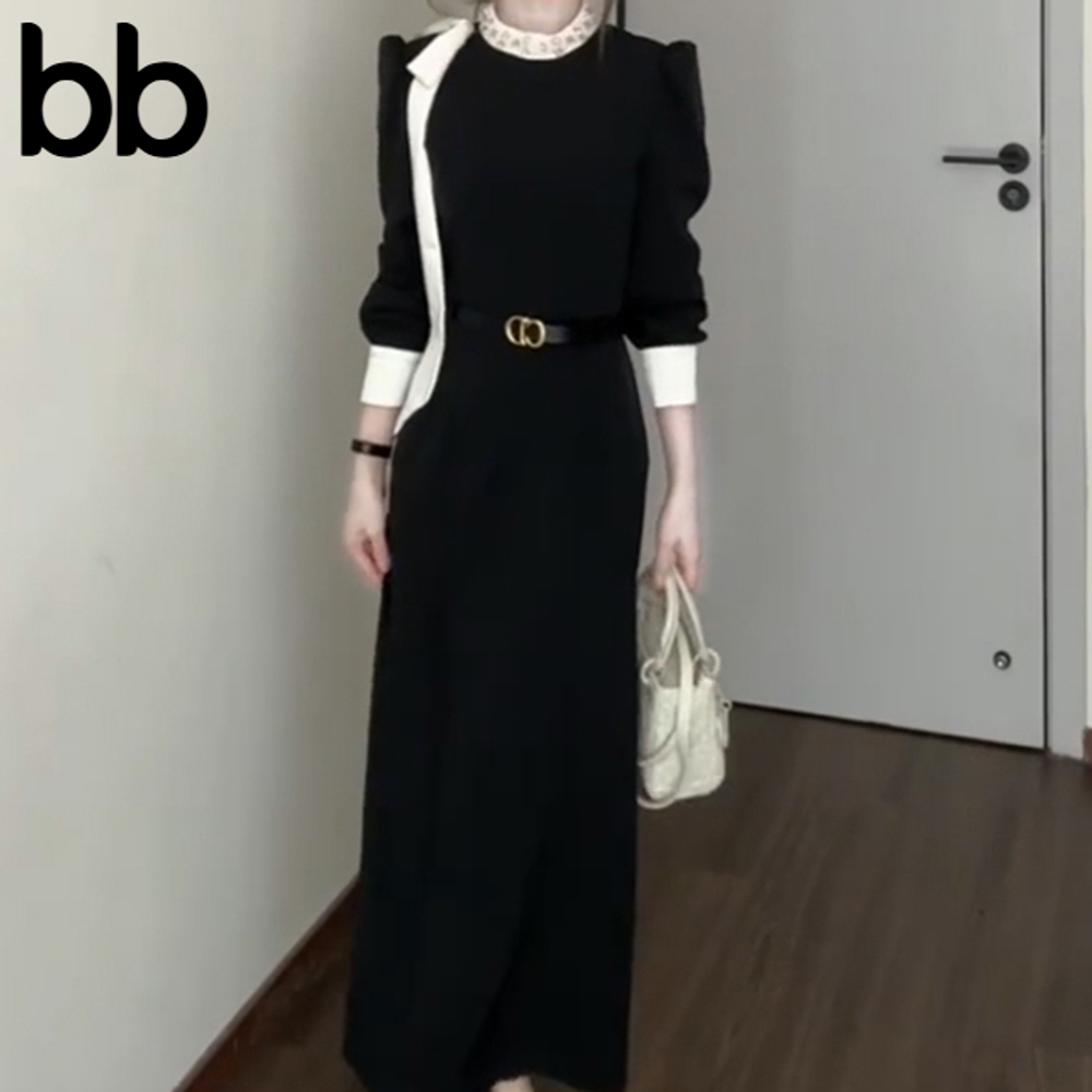 결혼식 하객룩 돌잔치 세미 면접 봄 원피스 연말 상견례옷차림 롱 여성 오피스룩 하객원피스 블랙 S - 상세 이미지 3
