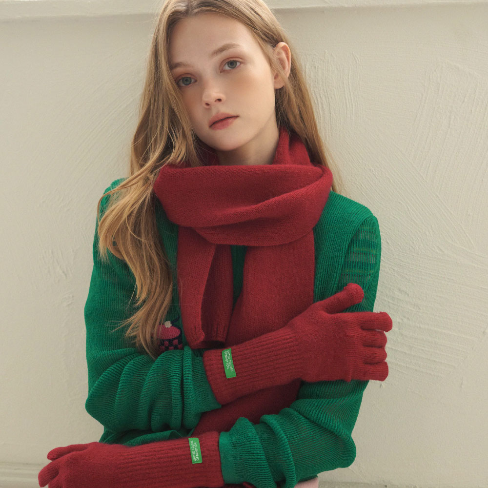 베네통 소프트 컬러 니트 장갑