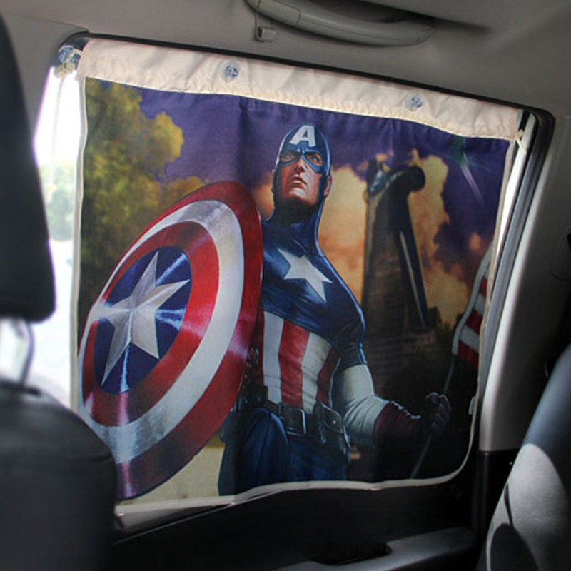 마블히어로 암막커튼 차량용 자동차 UV 99.9% 선쉐이드 햇빛가리개 커튼 2P