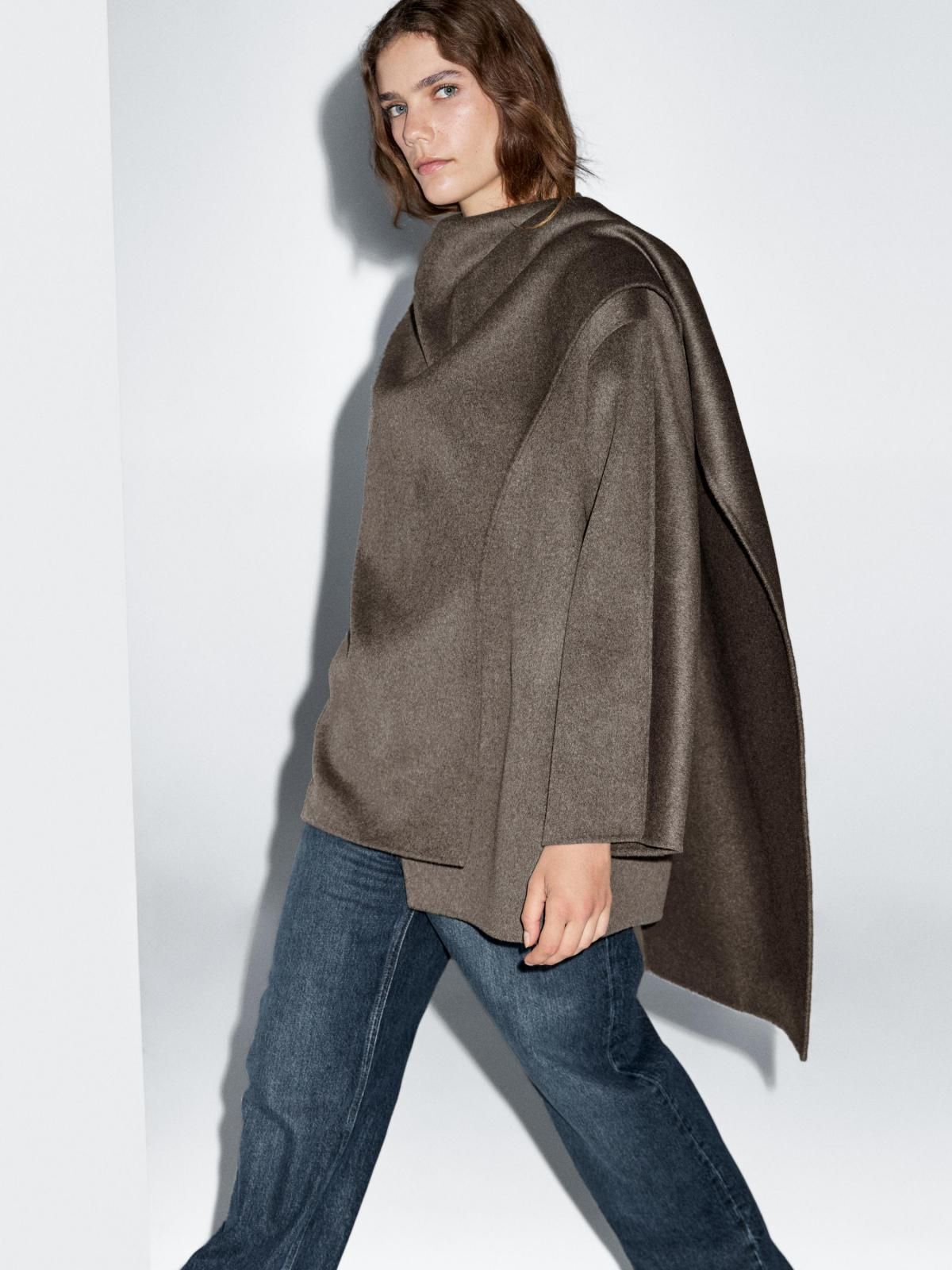 마시모두띠 모던 울블렌드 스카프 미디 코트 6427/977 MINK - 상세 이미지 5