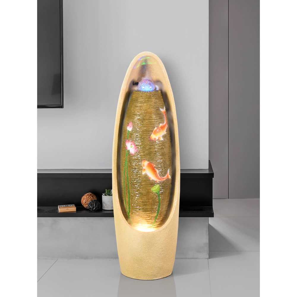 실내 분수 가습기 LED 무드등 인테리어 장식품 소품 A형 블랙 37x34x133cm - 상세 이미지 5