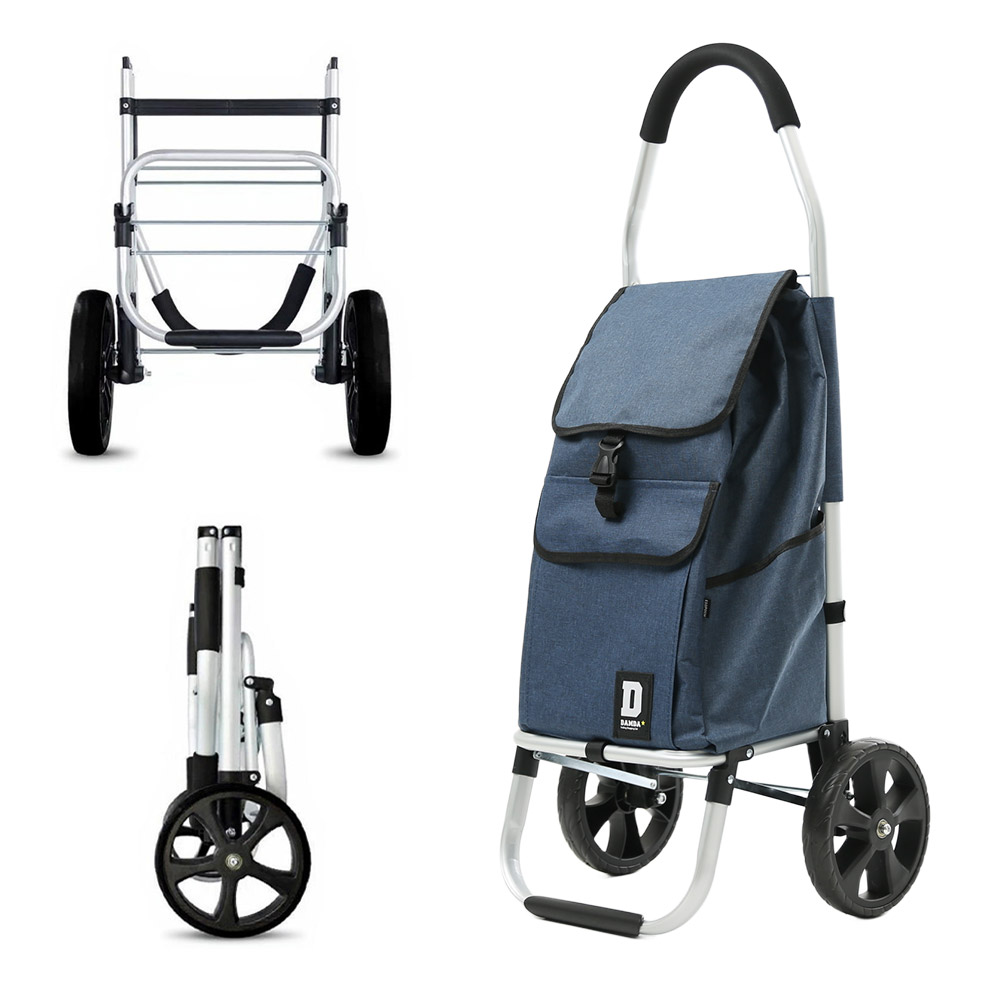 담다 시장바구니캐리어 장바구니 접이식손수레 바퀴달린 마트 쇼핑카트 대형, 블루(포켓형)