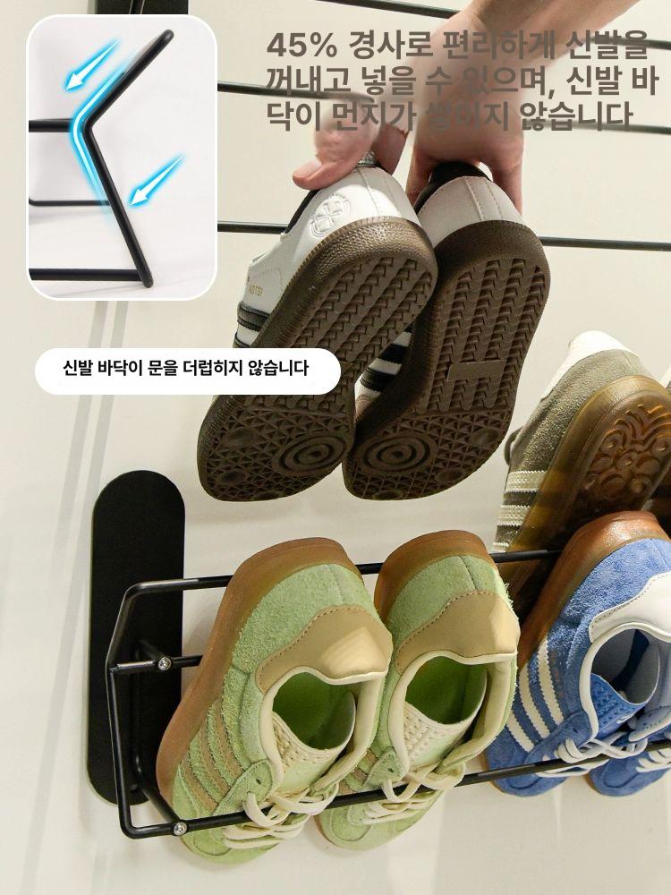 신발 걸이 마그네틱 슬리퍼꽂이 정리 선반 현관문 출입문 초강력 정리대 실내화 틈새 블랙 일체형 - 상세 이미지 3